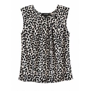 Kasper Petite S Animal Print Sleeveless Shell Blouse Stretch Career Office Top